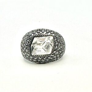 Kenneth Jay Lane Pave Crystal Cocktail Ring Adjustable Size